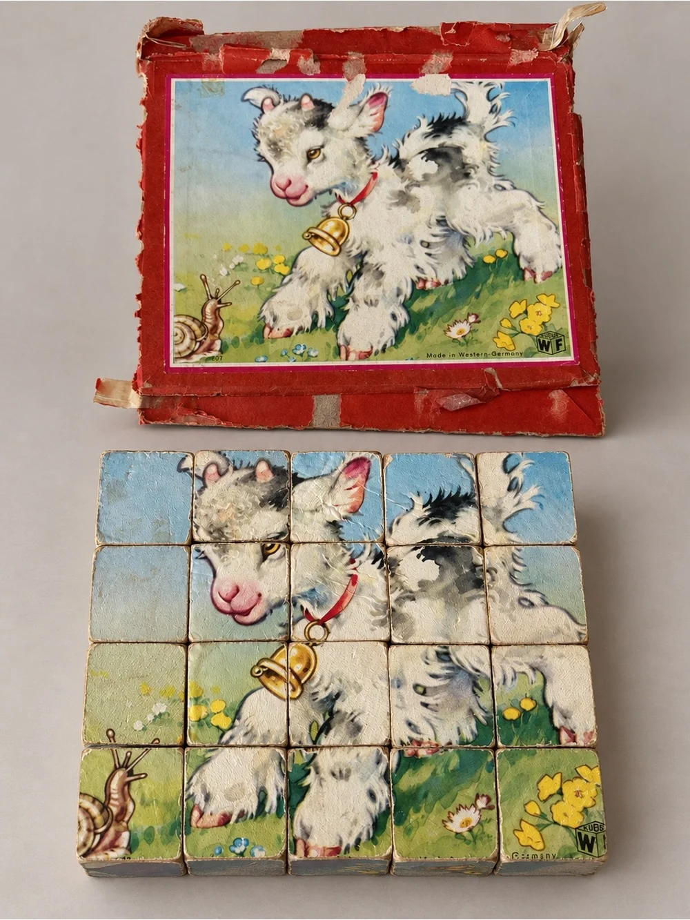 Vintage Kubus WF West German Animal Picture Cube Puzzle
